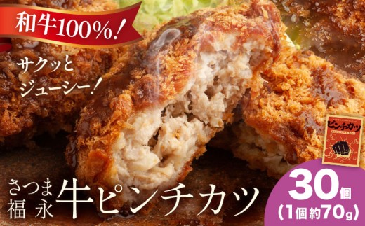 和牛100％！サクッとジューシー さつま福永牛ピンチカツ 30個 福永畜産《30日以内に出荷予定(土日祝除く)》鹿児島県 さつま町 メンチカツ 和牛 さつま福永牛 100％