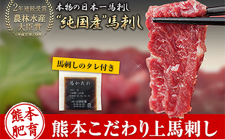 馬刺し 上赤身 ブロック 国産 熊本肥育 冷凍 生食用 たれ付き(10ml×6袋) 100g×6セット 《7月中旬-9月末頃出荷》 肉 期間限定 絶品 牛肉よりヘルシー 馬肉 予約 平成27年28年 