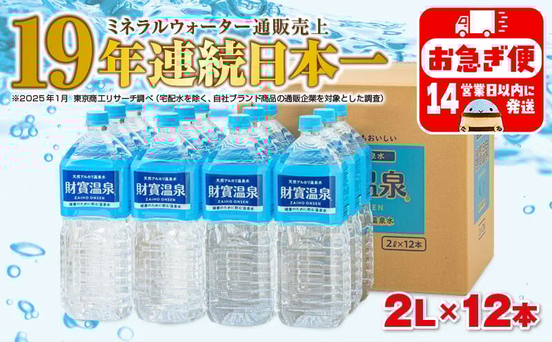 
            A1-22535／天然アルカリ温泉水　財寶温泉　2L×12本
          