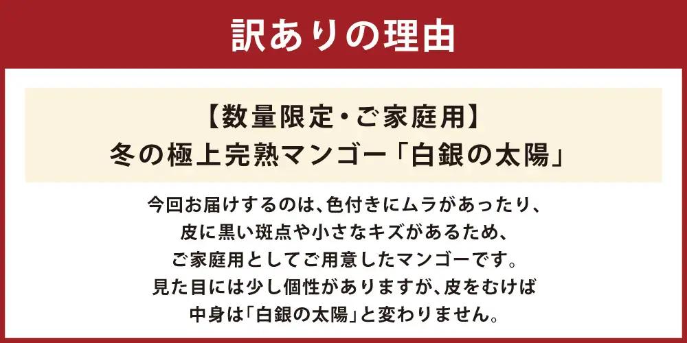 ［先行受付］訳あり おとふけ産マンゴー「白銀の太陽」1kg ( 3～4玉 ) 【 D65 】 《2026年11月上旬より発送開始予定》