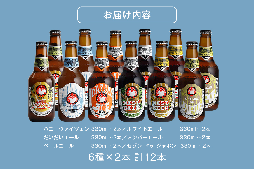 ハニーヴァイツェン入り 常陸野ネストビール 6種12本 飲み比べセット インターナショナルビアカップ2022銅賞受賞 クラフトビール 地ビール ご当地ビール お中元 ギフト 茨城クラフトビール ビール