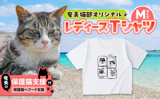 【奄美の保護猫支援（保護猫フード10日分）】＋レディースTシャツ　A071-011