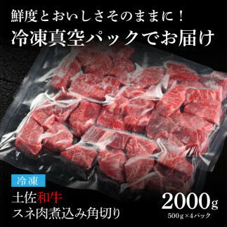 TKA218　天下味 エイジング工法 熟成肉 土佐和牛 特選スネ肉 煮込み角切り 500g×4 合計2kg エイジングビーフ スネ肉 国産 肉 牛肉 和牛 人気 老舗焼肉店 冷凍 新鮮 真空パック 高