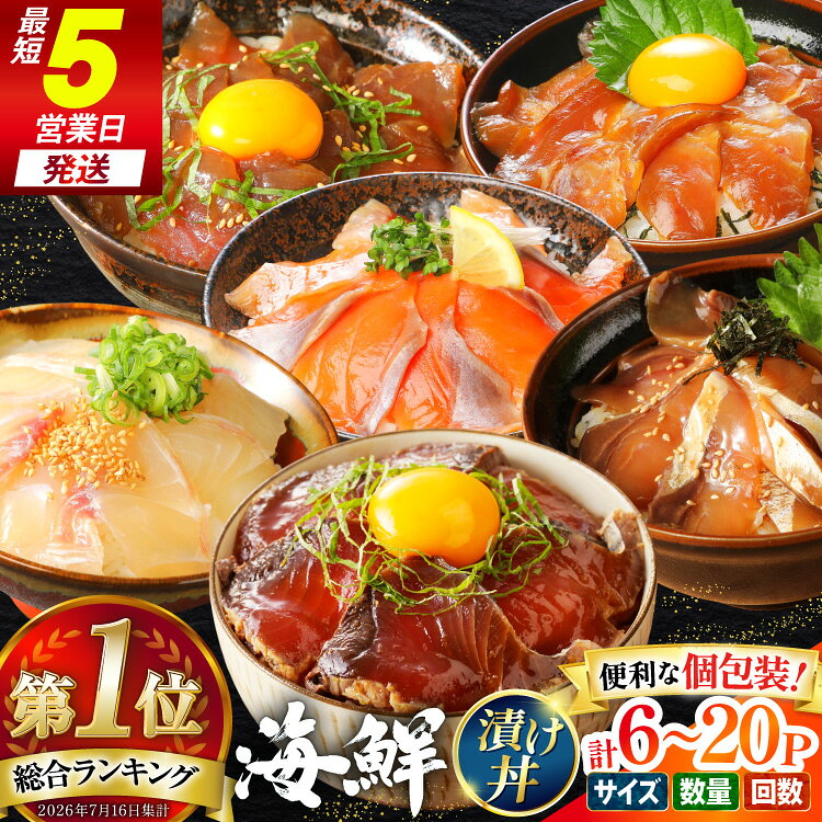 【ふるさと納税】総合1位獲得！ 海鮮丼 漬丼 選べる 中サイズ 5種 6P 8P 大サイズ 6種 単発 定期便 [請関水産 宮崎県 日向市 452061505] 海鮮 海鮮丼の具 海鮮漬け丼 食べ比べ 丼 冷凍 漬け丼 簡単 個包装 海鮮丼セット ブリ マダイ カンパチ マグロ サーモン カツオ