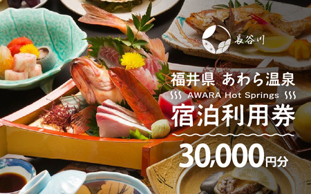 あわら温泉 宿泊利用券 30,000円分 ／ 宿泊券 利用券 旅館 ホテル チケット ペア 観光 旅行 源泉 大浴場 露天風呂 [aw013-j013]