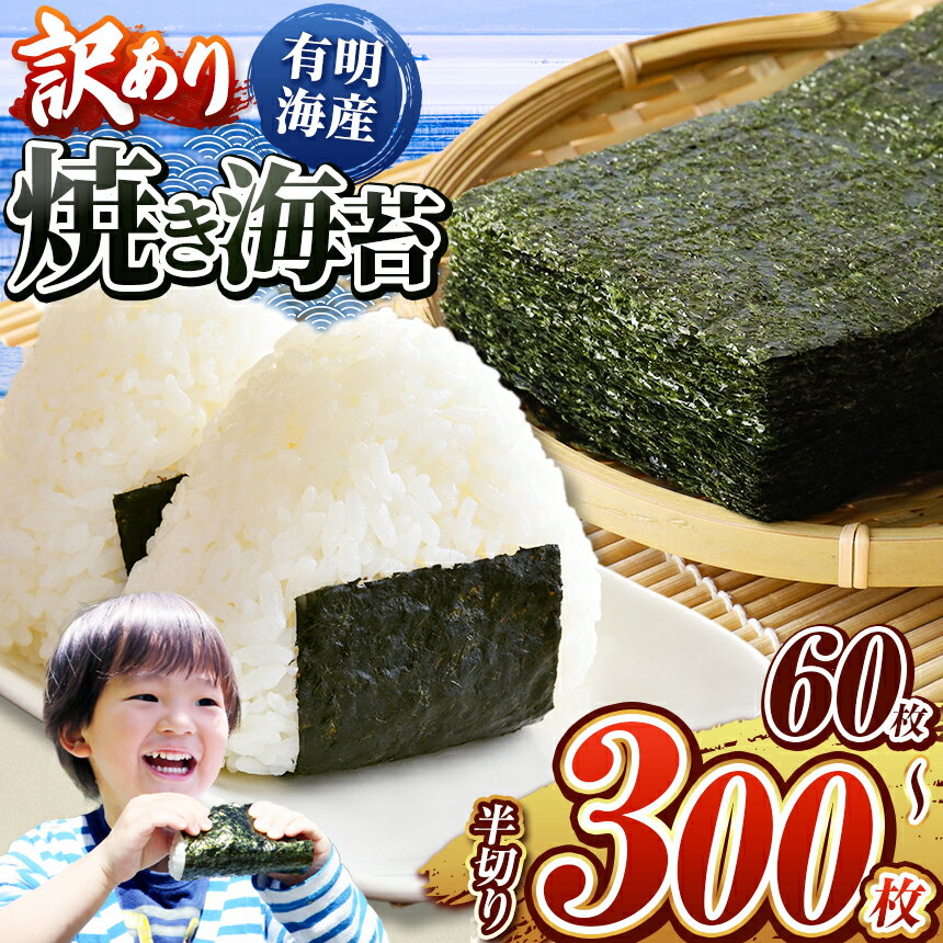 【ふるさと納税】訳あり 有明海産 焼き海苔 半切り 選べる 内容量 60枚 100枚 200枚 300枚 ご家庭用 | 玉名 熊本 海苔 のり