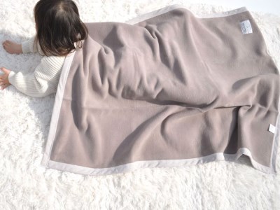 名入れ可 綿100% ベビー毛布(ブラウン／ストライプ) 85×115cm 毛布の町(泉大津市産) [3355]