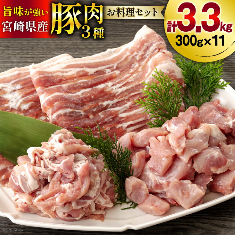 【ふるさと納税】豚肉 小分け お料理セット 真空包装 合計3.3kg [甲斐精肉店 宮崎県 美郷町 31as0048-NEW] 豚バラ スライス うで 腕 切り落とし カット 冷凍 宮崎県産 豚 切落し うす切り 薄切り 詰め合わせ