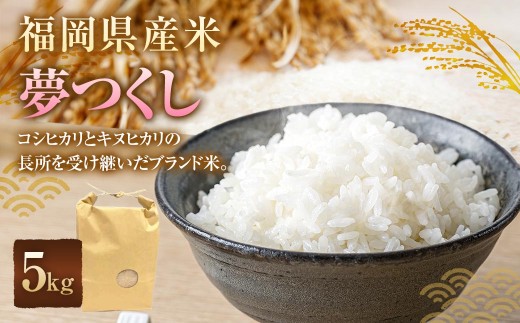 福岡県産米 夢つくし 5kg お米 米 こめ コメ 白米 白飯 飯 ご飯 おにぎり 国産 福岡県産 ブランド米 ブランド 食感 精米
