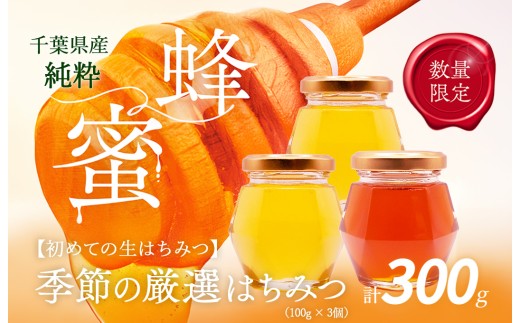千葉県産「厳選純粋はちみつ」100g×3個【ランダムにセレクト】  X010