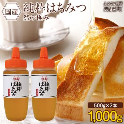 ふるさと納税 高森町 国産 純粋はちみつ 然の極み 合計1kg 500g×2本 セット とんがり容器 ポリ容器(高森町)