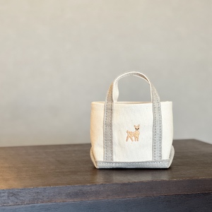 《Milih×NARA》キャンバス×麻のマイクロミニトート　バンビ刺繍　15-072