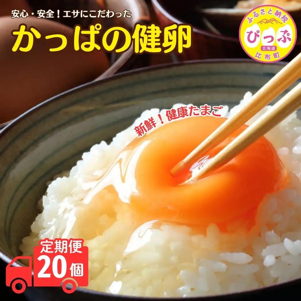 かっぱの健卵 20個 3か月定期便【大熊養鶏場】たまご 卵 玉子 タマゴ 生卵 こだわり 卵かけご飯 TKG 国産 お取り寄せ 北海道 比布町 ぴっぷ 1006-005