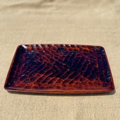 ふるさと納税 香川県 【香川漆器】30cm長角胴張盆　ノミ目スリ漆