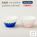 【ふるさと納税】＼美しく咲いた結晶釉のうつわ／【美濃焼】マルチボウル gradation multi bowl pair set 『deep blue×sakura』 器 食器 小鉢 多治見市/柴田商店 [TAL014]