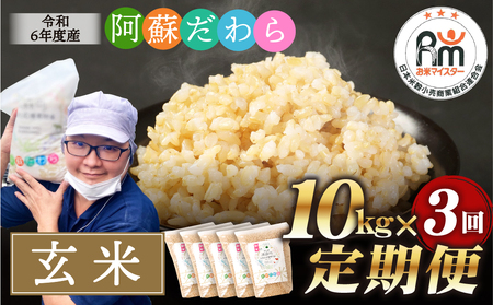 【3ヶ月定期便】阿蘇だわら（玄米）10kg（2kg×5） 熊本県 高森町 オリジナル米【2024年10月上旬発送開始】