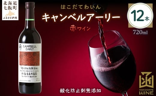 酸化防止剤無添加　キャンベルアーリー　720ml　12本 【 ふるさと納税 人気 おすすめ ランキング ワイン わいん お酒 おさけ 酒 アルコール ギフト プレゼント キャンベルアーリー 北海道 七飯町 送料無料 】 NAX033