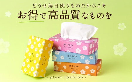 【ふるさと納税】 ティッシュ ティッシュペーパー 「 大容量 プラムファッション BOXティッシュ 2パック (ケース10個入り)  定期便 全3回(毎月) 」 [ 常備品 生活用品 まとめ買い 蛍光