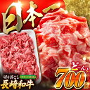 【ふるさと納税】長崎和牛 バラ・もも 切り落とし 約700g / 肉 牛肉 切り落とし きりおとし バラ もも モモ / 東彼杵町 / 黒牛 [BBU017]