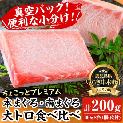 ふるさと納税 いちき串木野市 【ちょこっとプレミアム】天然高級まぐろ大トロ食べ比べ 計約200g
