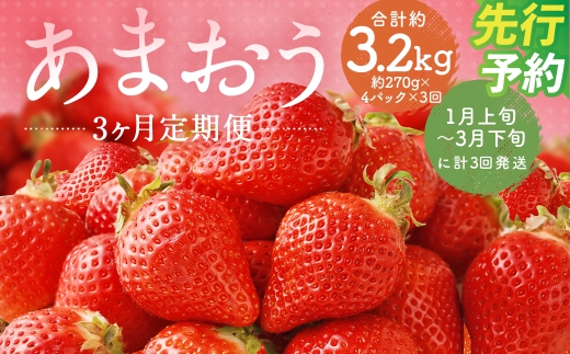 【3回定期便】福岡県産 あまおう 合計約1,080g 約270g×4パック 【2027年1月上旬～3月下旬迄発送】