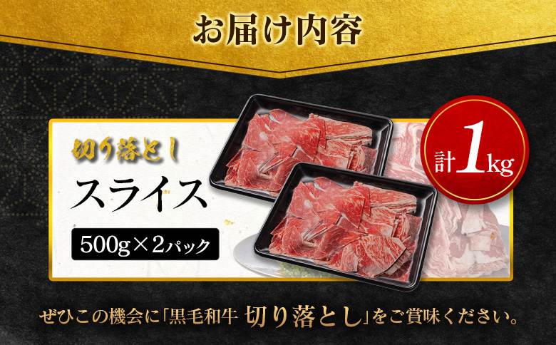 ＜2026年9月お届け＞［訳あり］宮崎県産 黒毛和牛 切り落とし（スライス）計1kg 国産 牛肉【C474-S-09】