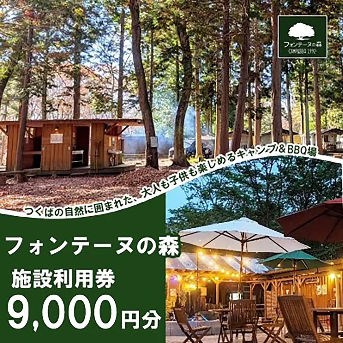 キャンプ&バーベキュー フォンテーヌの森 利用券 9,000円分 キャンプ