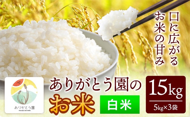 
                  令和7年産 米 岡山県産 ありがとう園のお米 白米 15kg ありがとう園《30日以内に出荷予定(土日祝除く)》岡山県 矢掛町 米 コメ  st-p
                