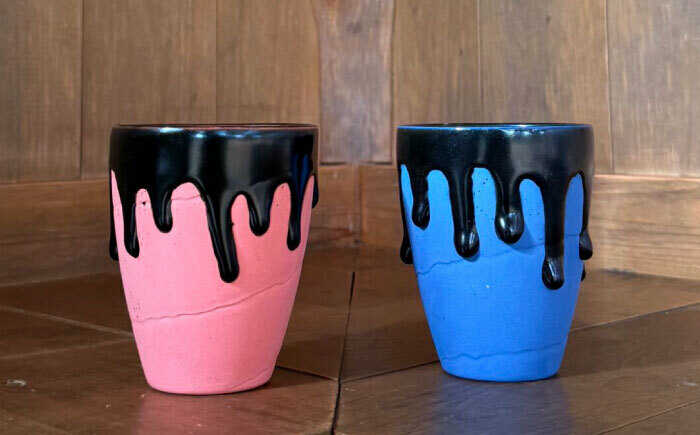 【ふるさと納税】ひとしずく カップ Pink × Blue セット 瑞浪市 / nozan コップ ペア 小物入れ 花瓶[AZCQ001]