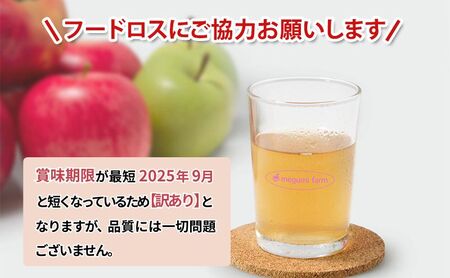 【 訳あり 賞味期限間近 在庫限り 】 無添加 りんごジュース 飲み比べ 1L × 12本 青森県 鰺ヶ沢町産 megumi farm ストレート リンゴジュース