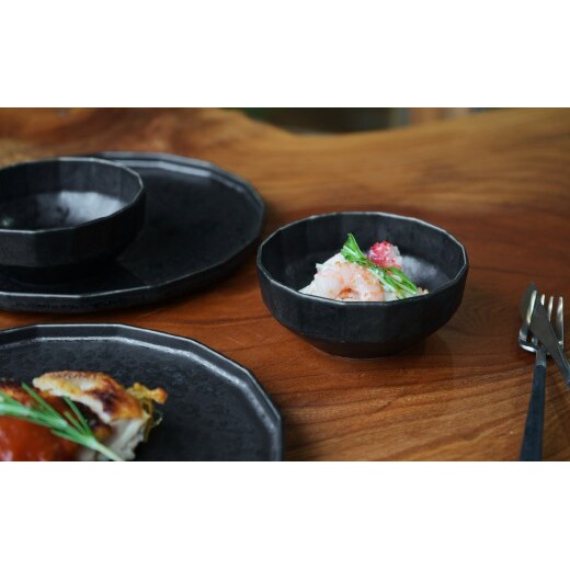 有田焼 プレート（21cm）・ボウル（10.5cm） 黒陶 4点セット【金善製陶所】食器 器 うつわ プレート ボウル 窯変 セット 黒 ブラック シック おしゃれ do058_イメージ3