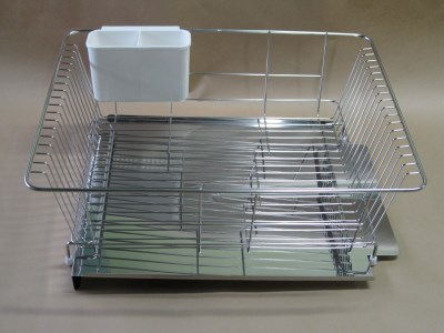 水が流れるステンレス製水切り（ワイド横型） 水切りラック【011S005】