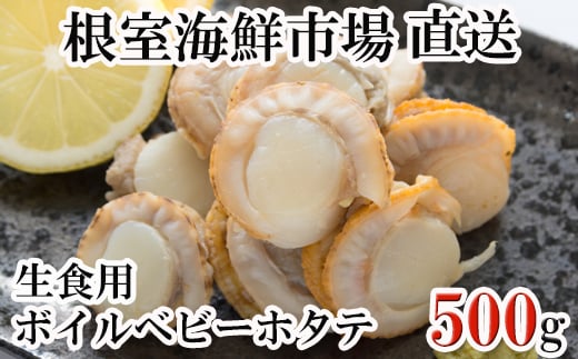 G-28036 根室海鮮市場<直送>生食用ボイル済ベビーほたて500g(75～100玉)