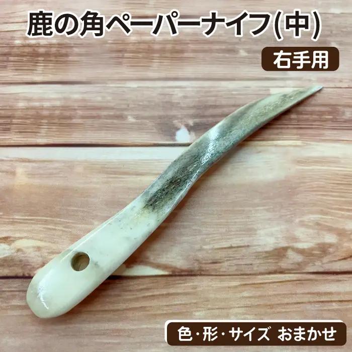 鹿の角 ペーパーナイフ 中 1個 右手用 【竜鹿】／ 鹿角 鹿 しか シカ グッズ 本物 加工 加工品 工芸 工芸品 クラフト ナイフ 右利き 日用品 雑貨 不揃い ふぞろい １個 人気 事務用品 事務 オフィス オフィス用品 文具 文房具 おすすめ