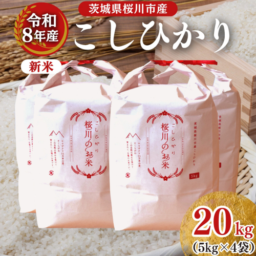 《 令和8年産 》 桜川市産 こしひかり 20kg 新米 先行予約 茨城県 桜川市 米 お米 白米 コメ ごはん 精米 コシヒカリ 国産 限定 銘柄米 [SC066sa]