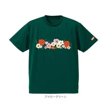 JTTA公認　卓球ユニフォーム【男女兼用(ドライ):XLサイズ】フラワー2　アイビーグリーン【1673762】