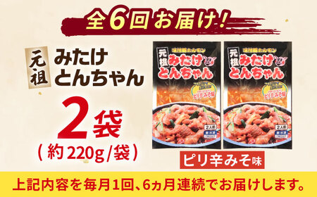 【6回定期便】岐阜県産豚もつの鉄板焼き「元祖みたけとんちゃん」ピリ辛みそ味（4人前） [AVAA025]ホルモン おつまみ