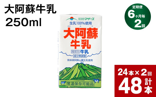 【6ヶ月毎2回定期便】 牛乳 大阿蘇牛乳 250ml 計48本