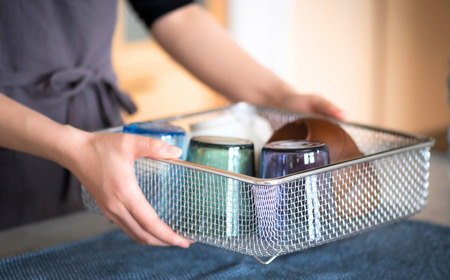 すっきり暮らすセット（スクエア+包丁スタンドセット） 水切りかご ステンレス 食洗機対応  燕三条製  [ビーワーススタイル]【018S103】