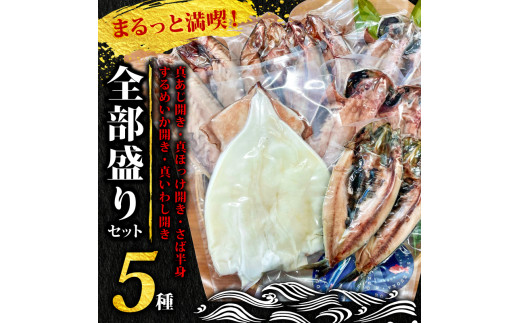 沼津のひもの 5種 12枚 まるっと満喫！「社長一押し！全部盛りセット」旬の美味しさを食卓に直送！ 真あじ 真ほっけ さば半身 するめいか 真いわし