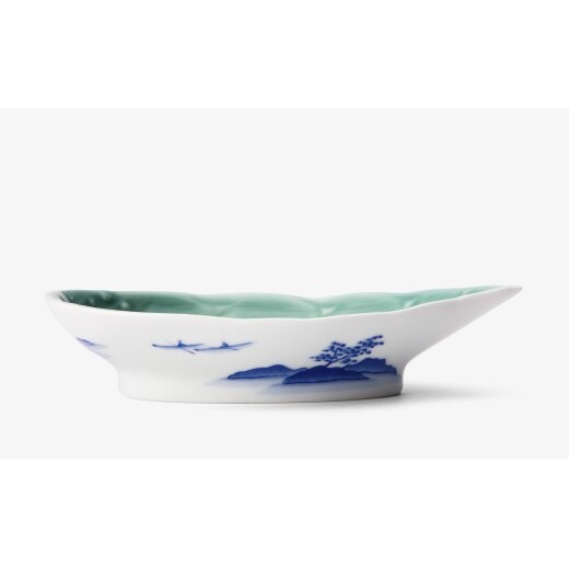 有田焼 笹青磁 ペア竹の子彫刻皿【深川製磁】食器 器 うつわ 高台皿 セット 和食器 伝統工芸 青磁 翡翠 たけのこ タケノコ aa066_イメージ4