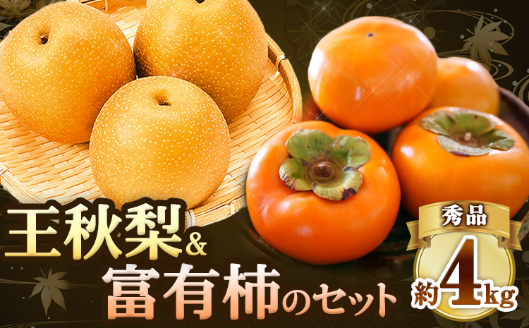 【先行予約】秀品 王秋梨と富有柿のセット 約4kg 高間商店《11月上旬〜12月下旬頃出荷》鳥取県 八頭町 送料無料 梨 なし ナシ 柿 かき カキ 王秋梨 富有柿 果物 フルーツ ギフト 贈り物