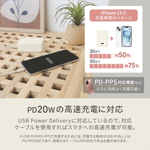 Owltech(オウルテック) 最大PD20W対応 5000mAh USB Type-C出力 ACモバイルバッテリー OWL-LPBAC5001-KI キナリ