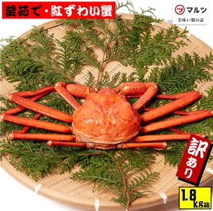 【訳あり】蟹屋の釜茹で紅ずわい蟹1.8kg箱詰めセット 冷蔵 「老舗 蟹専門店マルツ」