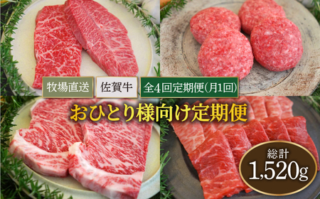 【全4回】佐賀牛 お一人様向け 定期便 /牛肉 お肉 肉 ハンバーグ ステーキ 焼肉 国産 九州 [IAH174]