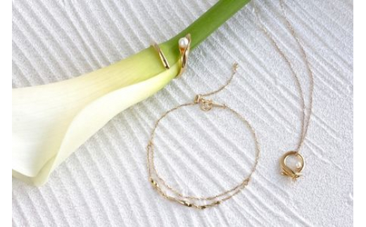 Calla K10 ダイヤモンド パールネックレス レディース ジュエリー アクセサリー  ねっくれす ダイヤ だいや ペンダント イエローゴールド  パール シンプル 一点もの おしゃれ かわいい 