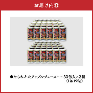 りんごジュース ストレート果汁100％ ねぶた缶 2箱 60本（1箱30本） たちねぷた 立佞武多りんごジュース 