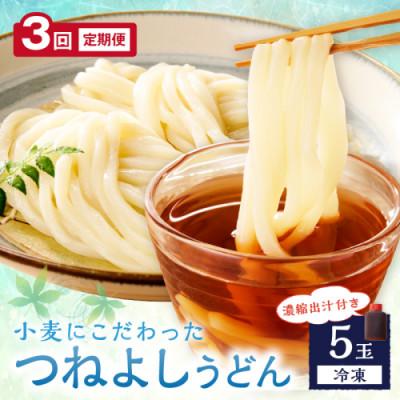 ふるさと納税 京丹後市 【毎月定期便】京丹後つねよしの冷凍うどん 5玉入り(5食分) 濃縮出汁付き全3回