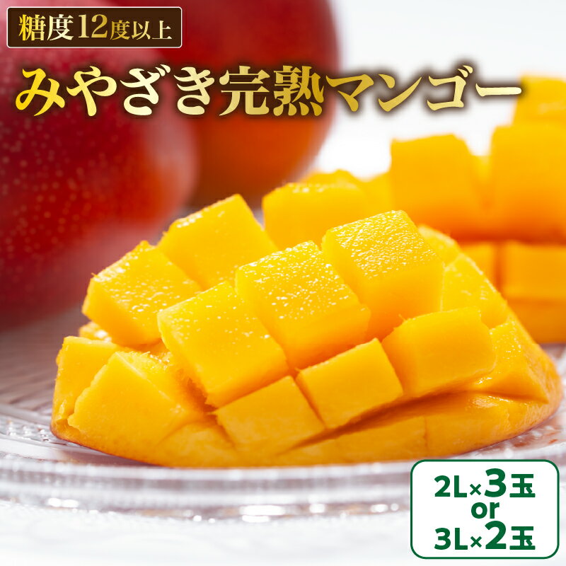 【ふるさと納税】みやざき 完熟マンゴー 2玉 ～ 3玉 期間限定 数量限定 マンゴー 宮崎 フルーツ 果物 くだもの 国産 食品 先行予約 2026 令和8年発送 濃厚 デザート おやつ おすすめ 冷蔵 ご褒美 贅沢 おすそわけ 化粧箱入り ギフト プレゼント 贈り物 贈答 日南市 送料無料