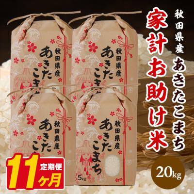 ふるさと納税 八郎潟町 【毎月定期便】あきたこまち 家計お助け米 20kg(5kg×4袋)【白米】 秋田県産全11回